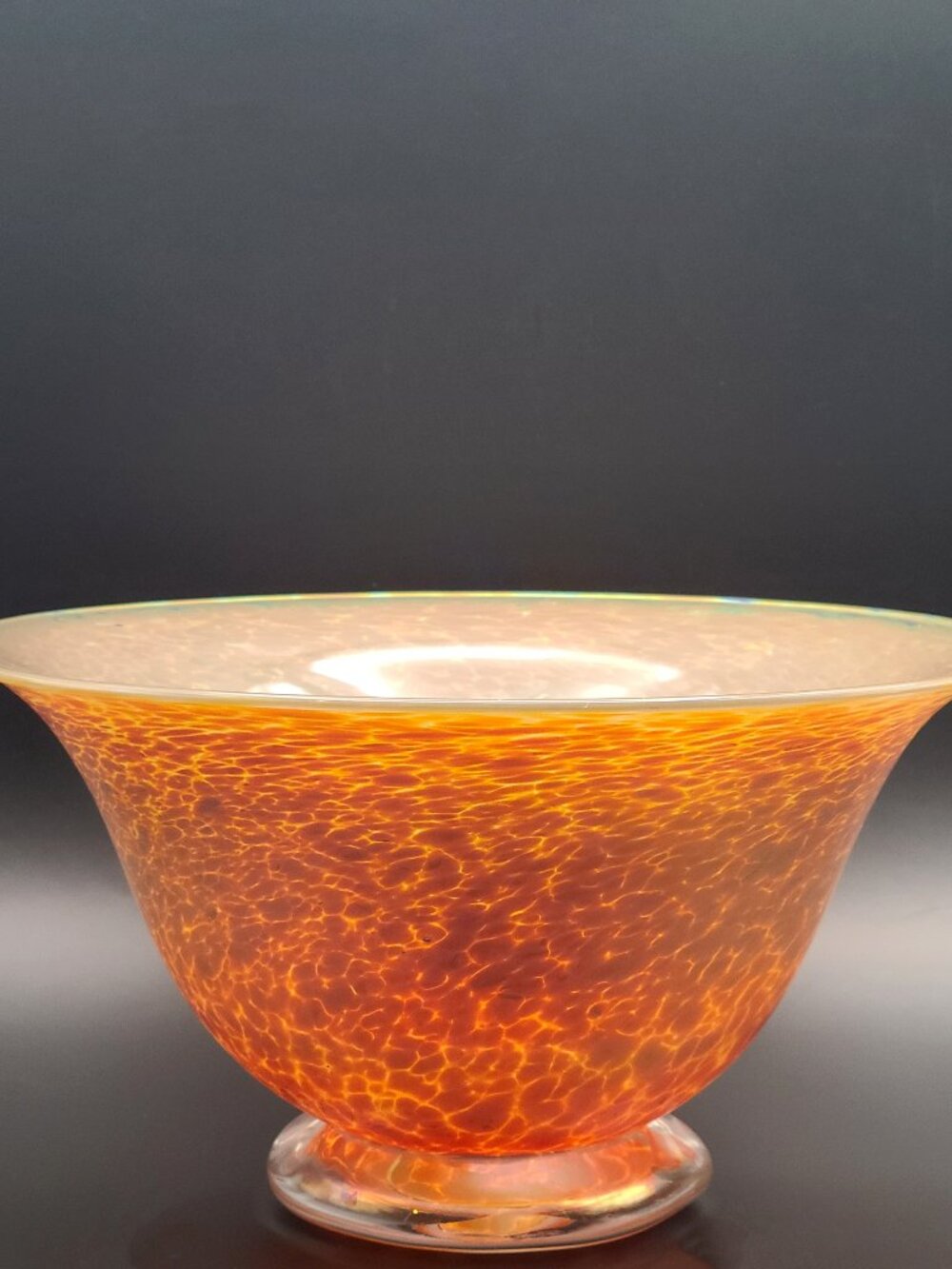 Don Richardson 1996 Signed Iridescent Favrile Exterior Art Glass Bowl 9.5" Diam